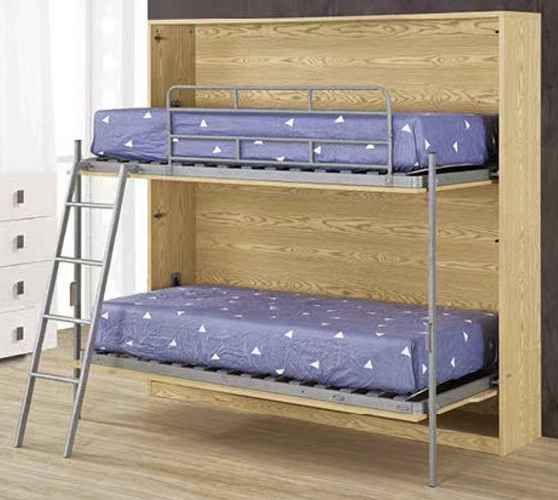 pre order Modern 0.9m Side-Folding Murphy Bed with Cabinet Space-Saving Double-Layer Bed Frame Set
